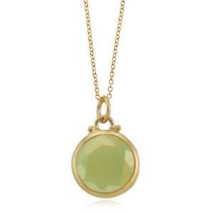   Girl Green Chalcedony Round Faceted Necklace in 24 Karat Gold Vermeil