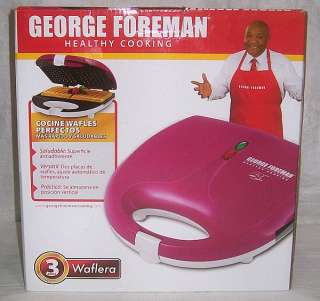 New in Box ~~ GEORGE FOREMAN HOT PINK WAFFLE MAKER, Model GFW0036PT 
