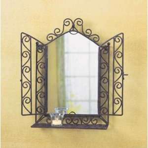  Wrought Iron Wall Mirror With Shelf: Kitchen & Dining