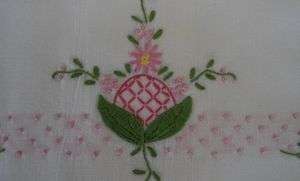   Single Cotton Pillowcase Pink Deco Embroidery Crochet Lace  