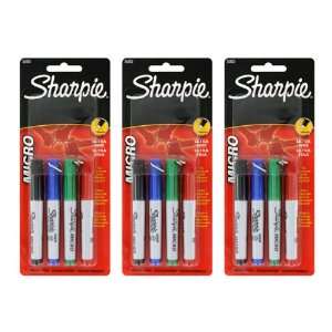 Sharpie Micro Permanent Markers, Assorted Colors, Ultra Fine Point, 12 