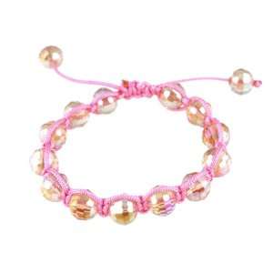   Pink Iridescent Shamballa Style Bracelet: Stackable Bracelets: Jewelry