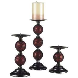  Set of 3 Wilson Creek Mosaic Glass Pillar Candle Holders 