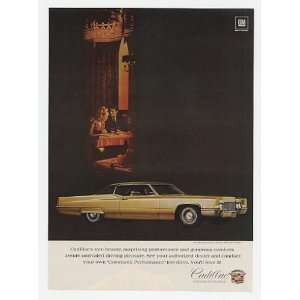  1969 Gold Cadillac Coupe de Ville Rare Beauty Print Ad 