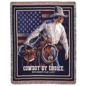 TAPESTRY THROW SIMPLY HOME Western Cowboy by Choice 