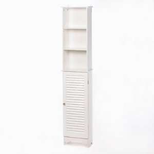   Cottage White Tall Storage Cabinet Shelf Unit: Home & Kitchen