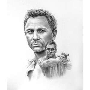 Daniel Craig as James Bond Charcoal Portrait 