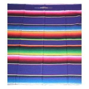 X large Mexican Serape Blanket Sarape Hot Rod Blue (82 By 
