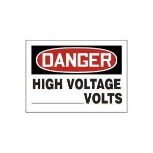 : DANGER Labels HIGH VOLTAGE ___ VOLTS Adhesive Dura Vinyl   Each 3 1 