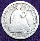 1853 90% SILVER SEATED LIBERTY HALF DIME   BOLD DATE & 