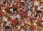Cats in Christmas Holly I Spy Cat Fabric Fat Quarter