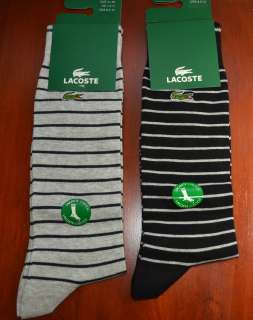 Lacoste Men Casual Stretch Stripes Socks Mid Calf Cotton Blends USA 8 