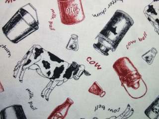 Holy Cow Holstein Farm Animal Milk Can Bell Windham Fabric Yard  