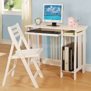   Furniture Folding Desk and Chair Set (White) 800777: Home & Kitchen