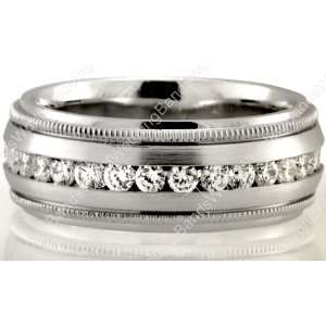  Platinum Diamond Wedding Ring 8.00mm 1.12 Ctw.: Jewelry