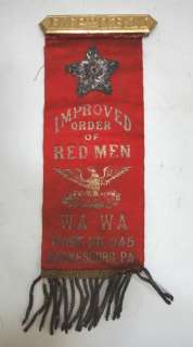 antique IMPROVED ORDER RED MEN parkesburg pa WA WA  