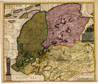 Antique Map FRIESLAND GRONINGEN NETHERLANDS Schenk 1706  