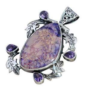  Purple Seabed Gemstone Pendant Necklace with Platinum 