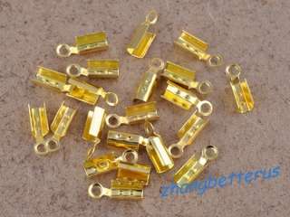   Gold Plated Fold Over End Cord Crimps Beads Caps Findings 11mm  