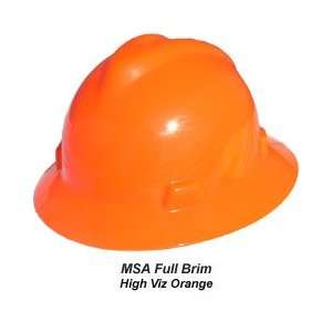  MSA Full Brim Hard Hat with Ratchet   Hi Viz Orange