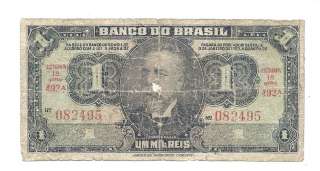 Brazil 1 Mil Reis (Cruzeiro) 1944 VG Banknote P 131A  