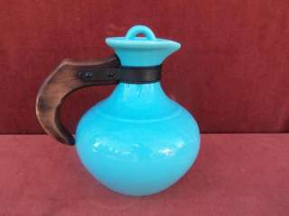   Turquoise Blue Gladding McBean Pottery Carafe with Lid Pitcher  