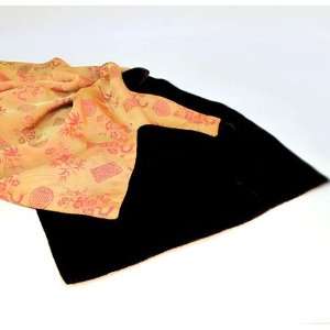  Gold and pink brocaded silk scarf  chocolate velvet 