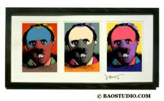 3x Hannibal Lecter   Framed Pop Art Signed Dated  