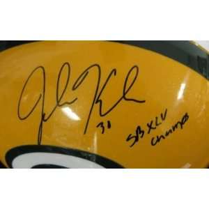 John Kuhn Autographed Helmet   SBXLV Champs F S JSA   Autographed NFL 