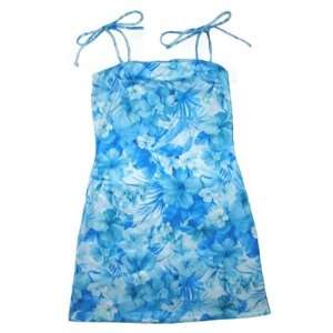  Hawaiian Flower Print Summer Mini Dress with Tie Straps in 