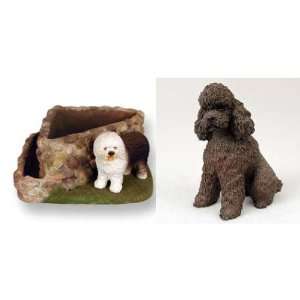  Poodle (Chocolate Sport Cut) Triangle Planter: Home 