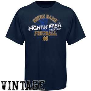   Notre Dame Fighting Irish Navy Blue Glory Plan Vintage T shirt: Sports
