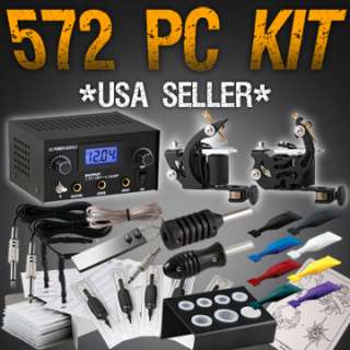 NEW 572 PCS TATTOO KIT POWER SUPPLY MACHINE GUN INK SET  