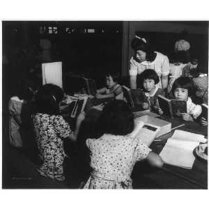  Japanese Americans,Santa Anita,CA,c1943,classroom