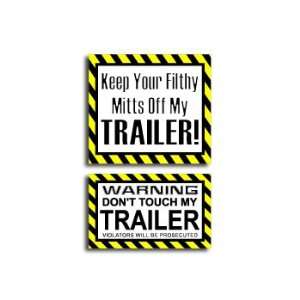    Hands Mitts Off TRAILER   Funny Decal Sticker Set Automotive