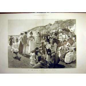 1899 Beach Sandown Isle Wight People Crowd Children:  Home 