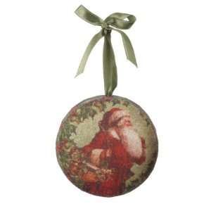  4 Decoupage Santa with Basket and Holly Christmas 
