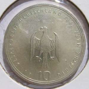 GERMANY 1989 J silver Hamburg commemorative 10 Mark UNC  