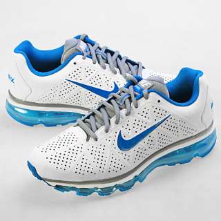 NIKE AIR MAX+ 2011 LEATHER MENS SIZE 9 White Blue Running Shoes 