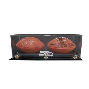   Double Football Display Case with Gold Risers Sports Collectibles
