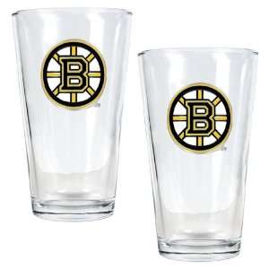 Boston Bruins NHL 2pc Pint Ale Glass Set   Primary Logo  