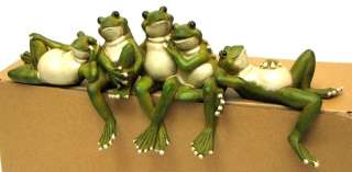Resin Frog Toad Shelf Sitter Edge Hanger Figurine Home Decor 