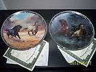 Galloping Glory Collection 4 Horse Plate set by Chuck DeHaan, COA`S