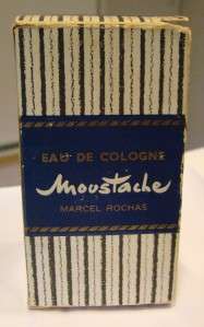 VTG 1950s MARCEL ROCHAS MOUSTACHE eau do COLOGNE FULL ORIG BOX  