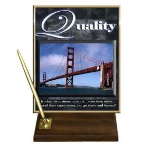  Quality (Scenic) Desktop Pen Set with 8 x 10 Gold Plate 