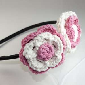  Handmade knit Crocheted Flowers Hair Band: Beauty
