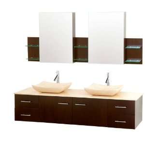  Bianca 72 Double Bathroom Vanity   Iron Wood with Ivory 