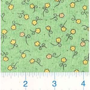  45 Wide Itty Bitty Daisy Green Fabric By The Yard: Arts 