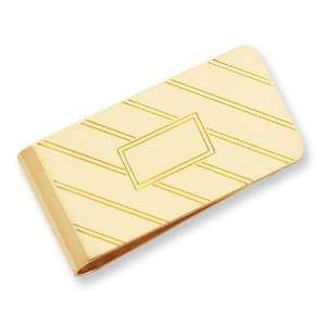  Gold plated Etched Diagonal Line Money Clip Jewelry