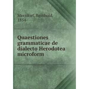  Quaestiones grammaticae de dialecto Herodotea microform 
